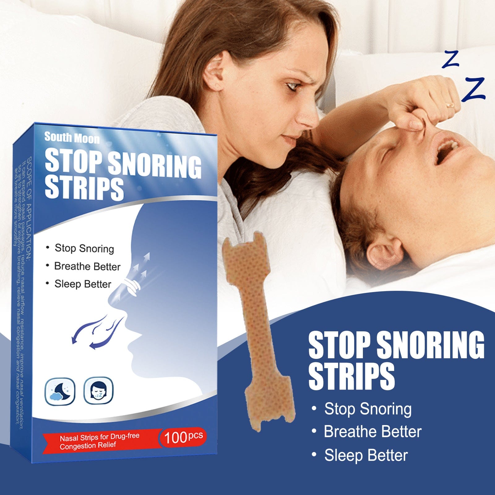 eprolo Care Nasal Strips, Anti-Snoring Snore Care Sleep Care Dilating Nasal Strips