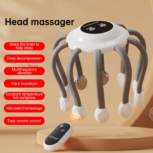 eprolo Head Massager Vibration Relaxation Sleep Scalp Stress Relax Electric Octopus Head Massager