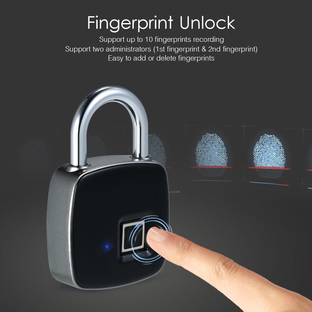 eprolo seguridad personal avanzada Black Candado de Huella Dactilar – IP65, Antirrobo para Puertas, Equipaje y Maleteros | Noctryx