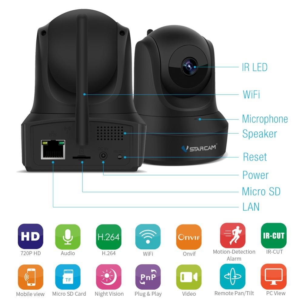 eprolo seguridad personal avanzada Cámara IP Inalámbrica 1080P Full HD para Vigilancia WiFi con Compatibilidad iOS | Noctryx