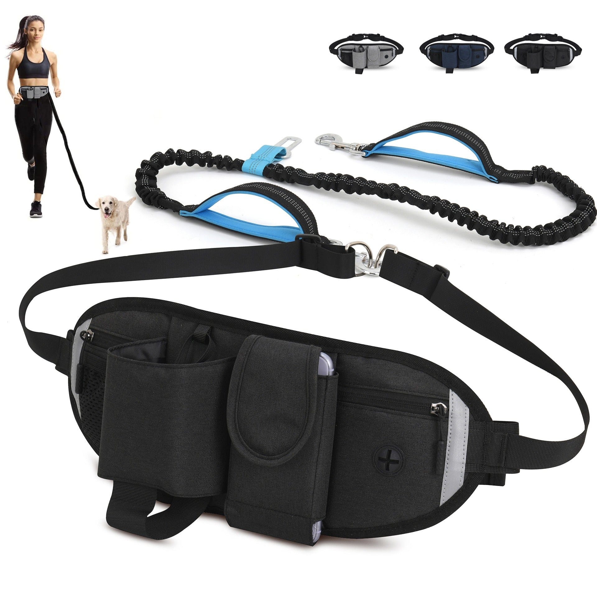eprolo Tecnología para Mascotas Black comes with a garbage bag and a dog leash Riñonera Deportiva Multifuncional para Mascotas, Impermeable, Elástica y Antigolpes | Noctryx