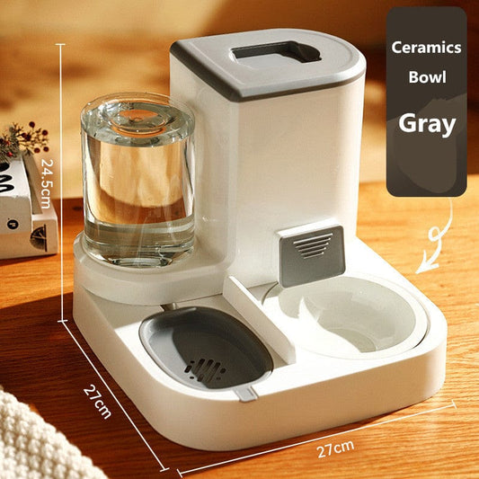 eprolo Tecnología para Mascotas Ceramics Bowl Gray Dispensador Automático de Comida Doble Plato Acero Inoxidable para Gatos y Perros| NOCTRYX