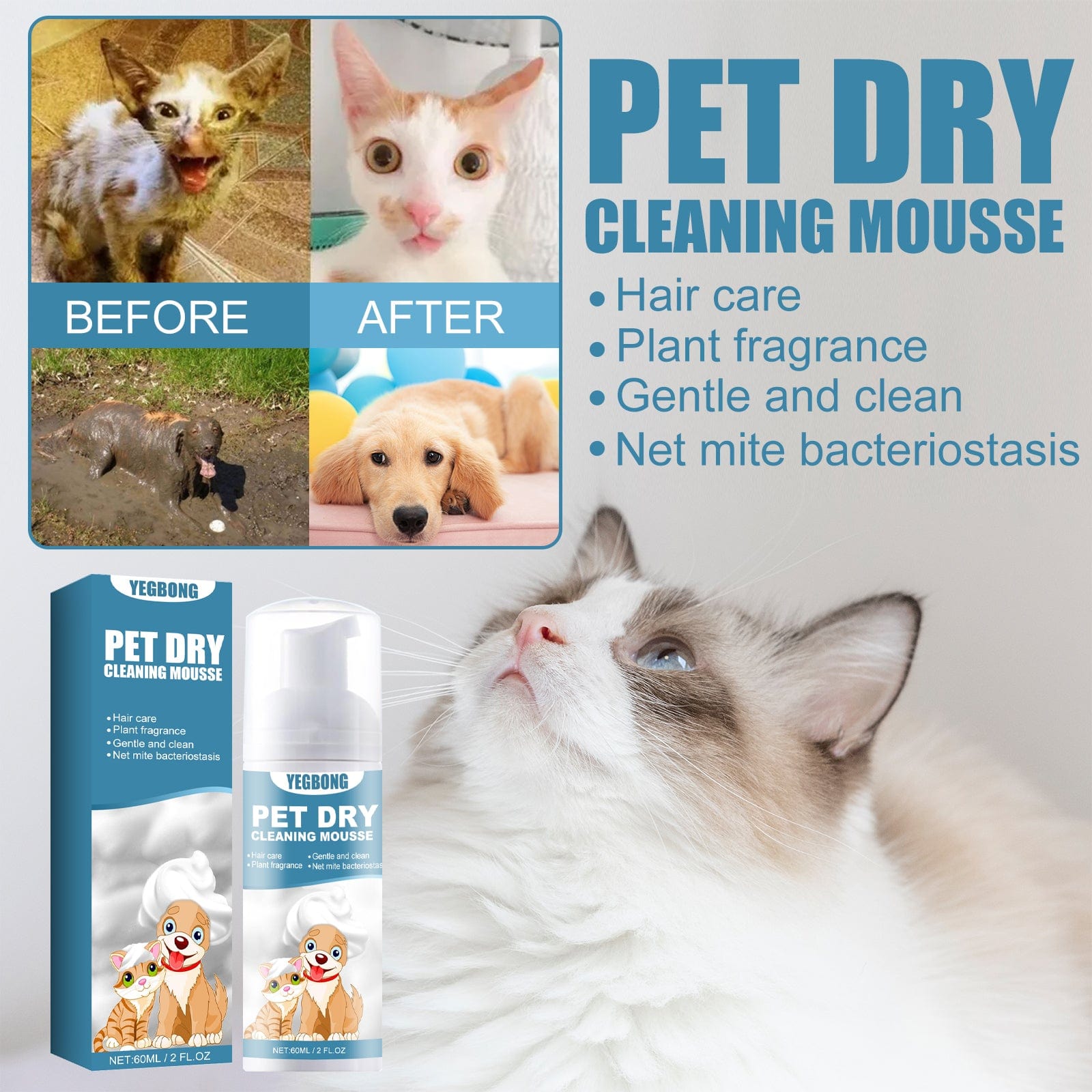 eprolo Tecnología para Mascotas Champú para Gatos y Perros Jóvenes, Elimina Olores y Suaviza el Pelaje | NOCTRYX