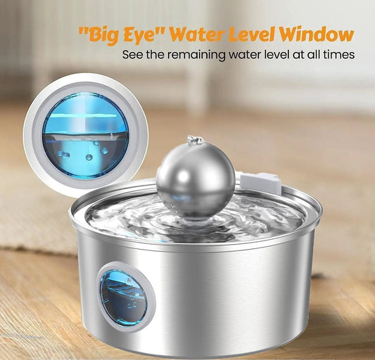 eprolo Tecnología para Mascotas Circular Window - Dragon Ball Dispensador de Agua para Mascotas en Acero Inoxidable 🐾 | NOCTRYX