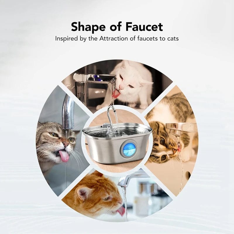 eprolo Tecnología para Mascotas Dispensador Automático de Agua para Mascotas en Acero Inoxidable, USB Duradero | NOCTRYX