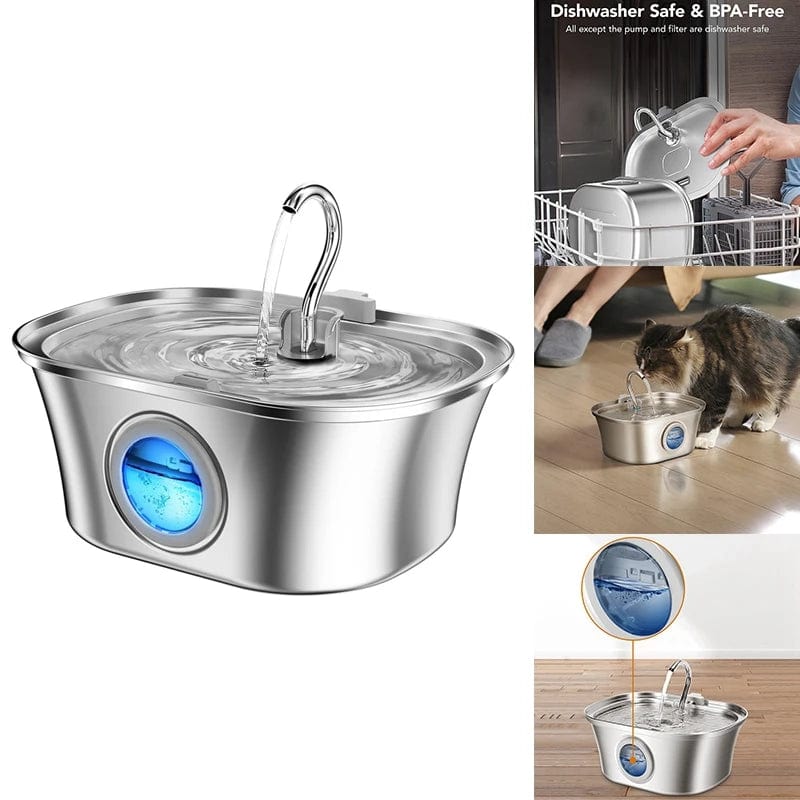 eprolo Tecnología para Mascotas Dispensador Automático de Agua para Mascotas en Acero Inoxidable, USB Duradero | NOCTRYX