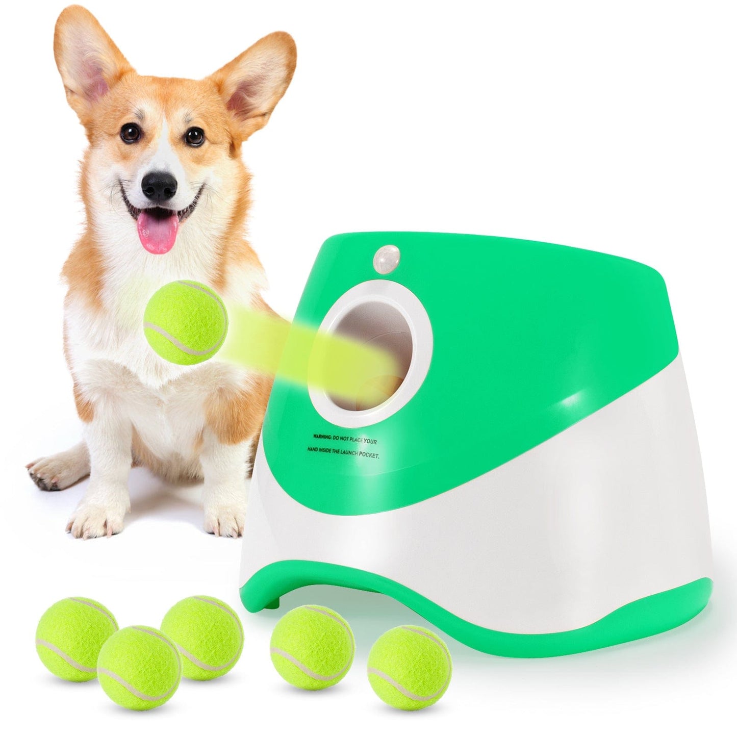 eprolo Tecnología para Mascotas Grass Green / 3 balls Lanzador Automático de Pelotas para Perros | NOCTRYX
