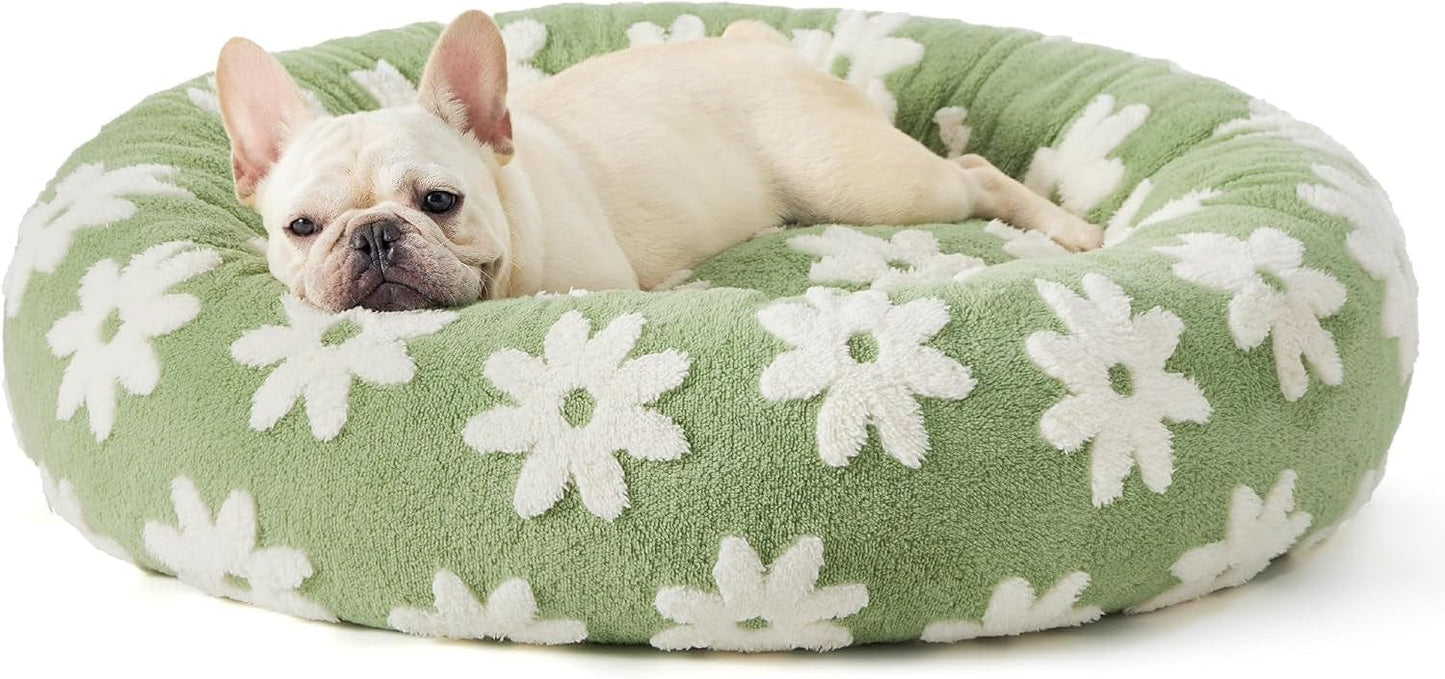 eprolo Tecnología para Mascotas Green + white petals [removable and washable] / 50*50*18 Cama para Mascotas Redonda, Cálida y Cómoda | NOCTRYX