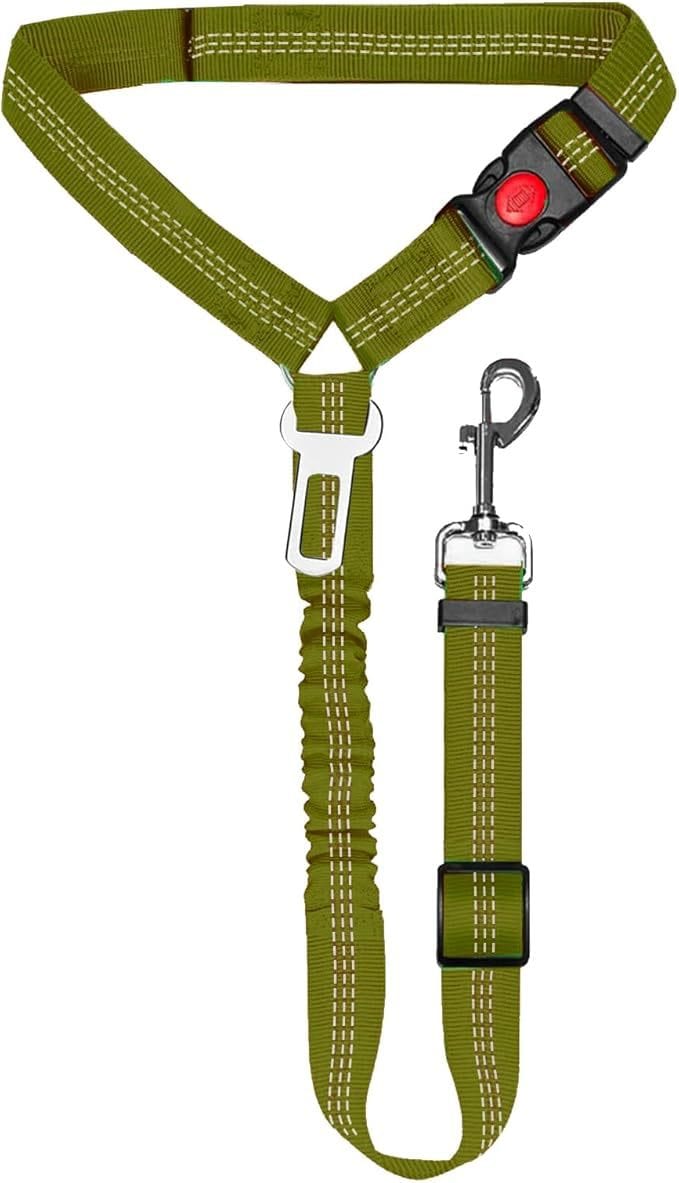 eprolo Tecnología para Mascotas Military Green / 1.1米*2.5cm Cinturón de Seguridad para tu mascota, uso en Coche | NOCTRYX
