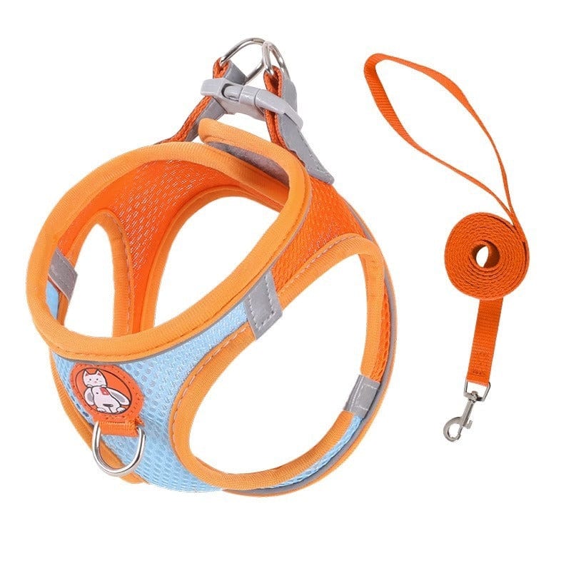eprolo Tecnología para Mascotas Orange blue [+1.5 meter braided rope] / S Correa Reflectante para Perros y Gatos – Arnés de Pecho Antitirones 🐶🐱| Noctryx