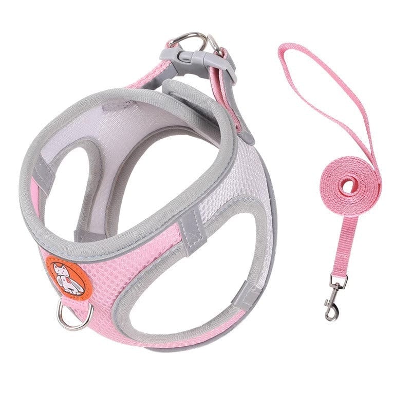 eprolo Tecnología para Mascotas Pink gray [+1.5 meter braided rope] / S Correa Reflectante para Perros y Gatos – Arnés de Pecho Antitirones 🐶🐱| Noctryx