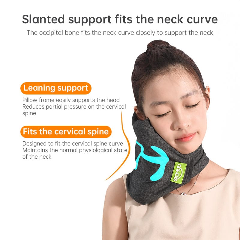 eprolo tecnologia para mejorar el sueño Almohada de Viaje de Espuma Viscoelástica – Soporte para Cuello en Avión, Tren y Coche | Noctryx