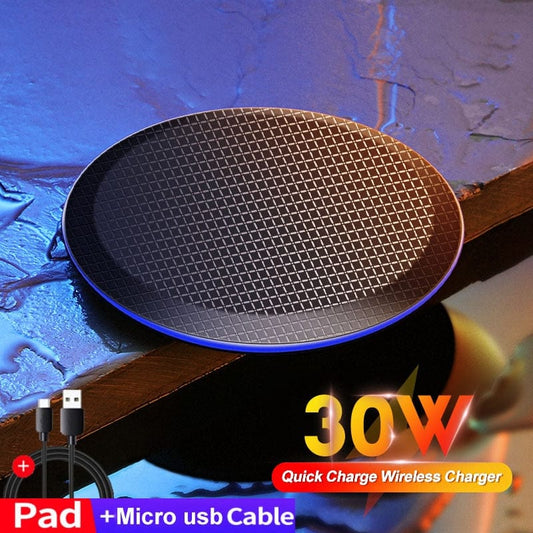 eprolo tendencias 30w with cable Cargador Inalámbrico Rápido Qi 30W – Compatible con iPhone, Samsung y Xiaomi | Noctryx