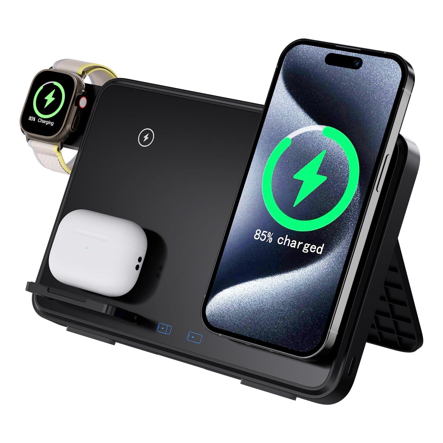 eprolo tendencias black Cargador Inalámbrico 3 en 1 - 15W para iPhone, Apple Watch y AirPods | Noctryx