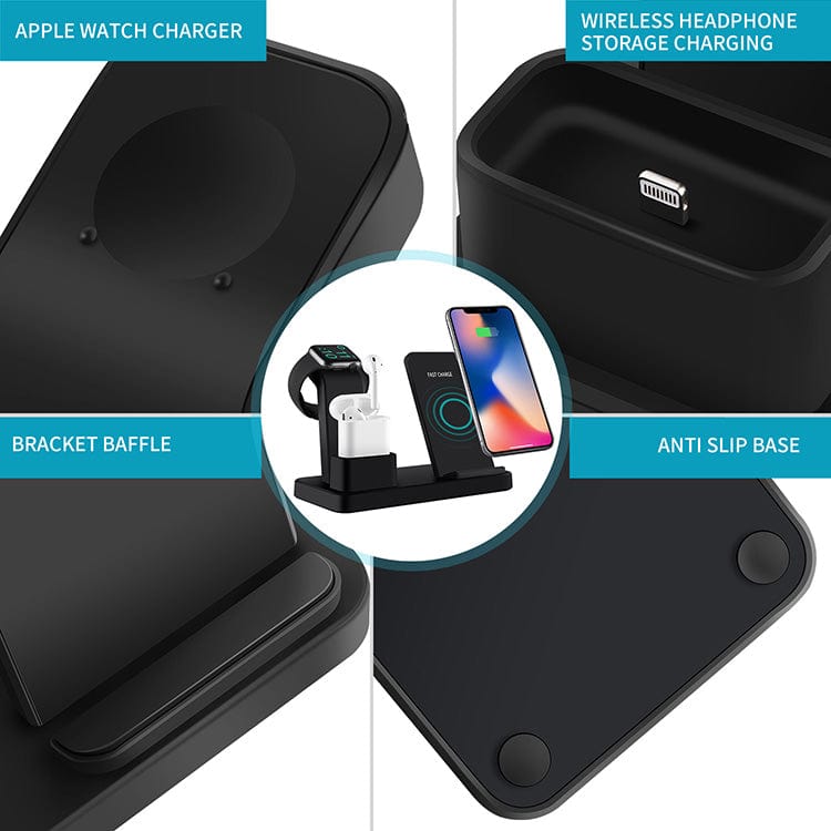 eprolo tendencias black Cargador Inalámbrico 3 en 1 – APPLE Auriculares y Reloj ⌚| Noctryx