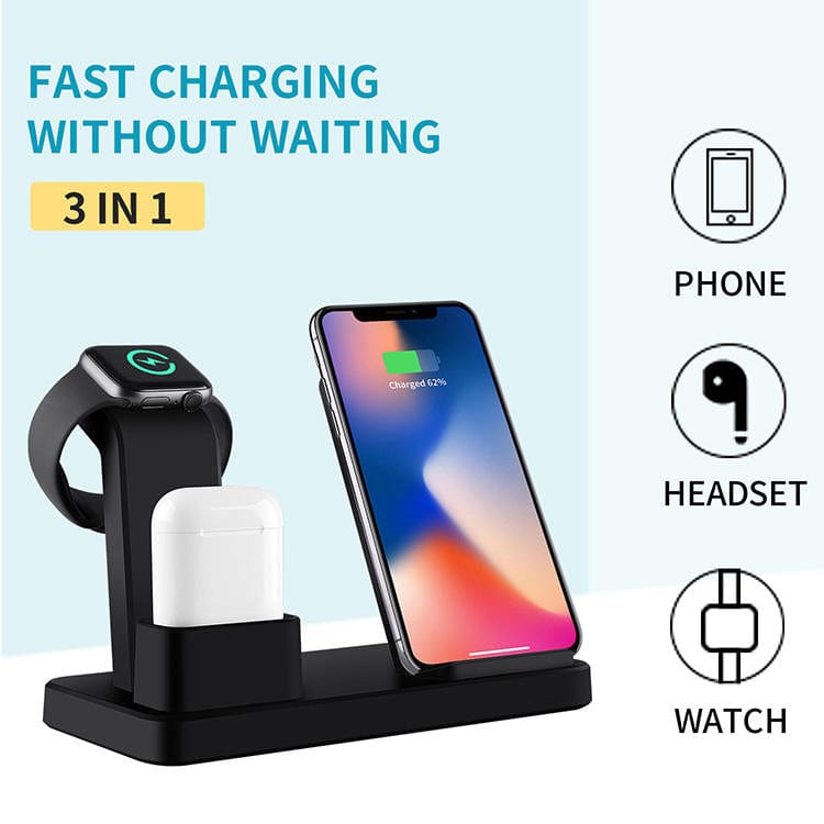 eprolo tendencias black Cargador Inalámbrico 3 en 1 – APPLE Auriculares y Reloj ⌚| Noctryx