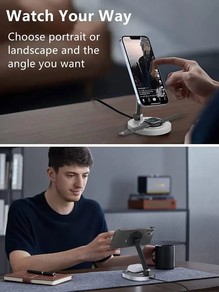 eprolo tendencias black Cargador Inalámbrico 3 en 1 Plegable y Ajustable – Compatible con Apple | Noctryx