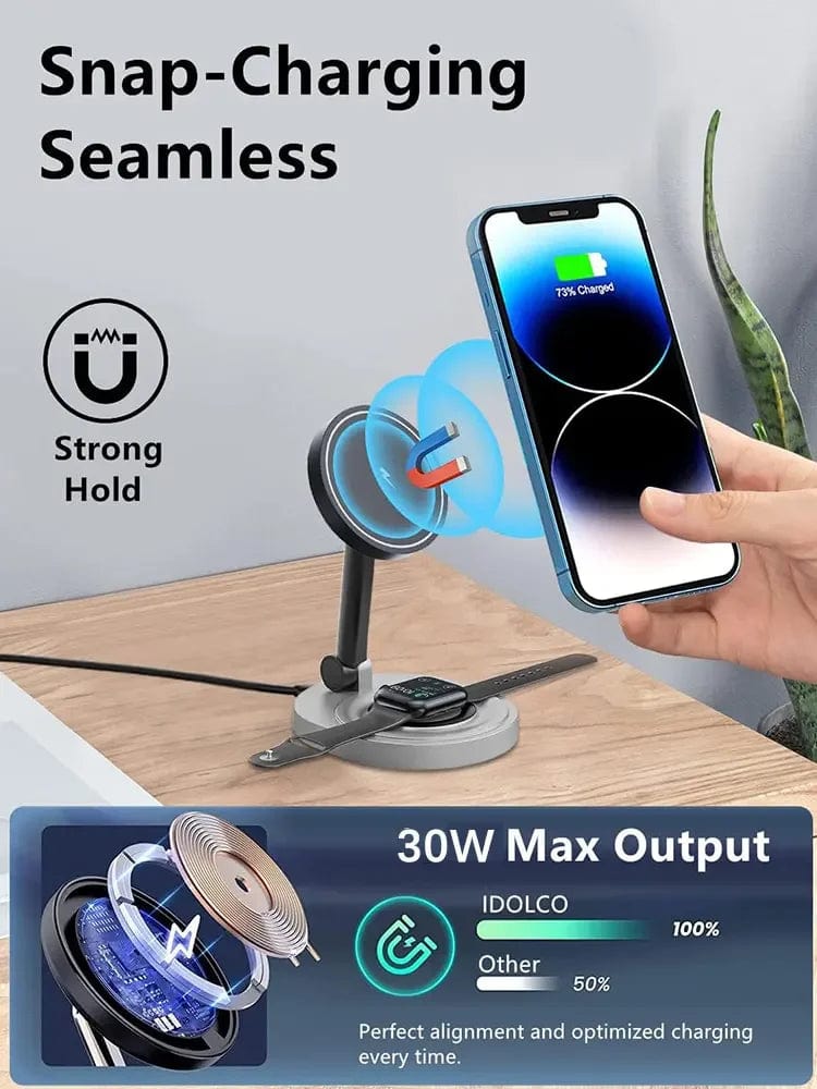 eprolo tendencias black Cargador Inalámbrico 3 en 1 Plegable y Ajustable – Compatible con Apple | Noctryx