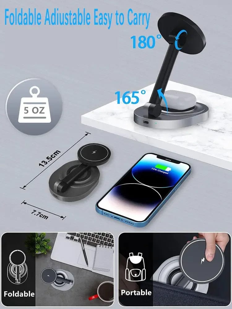 eprolo tendencias black Cargador Inalámbrico 3 en 1 Plegable y Ajustable – Compatible con Apple | Noctryx