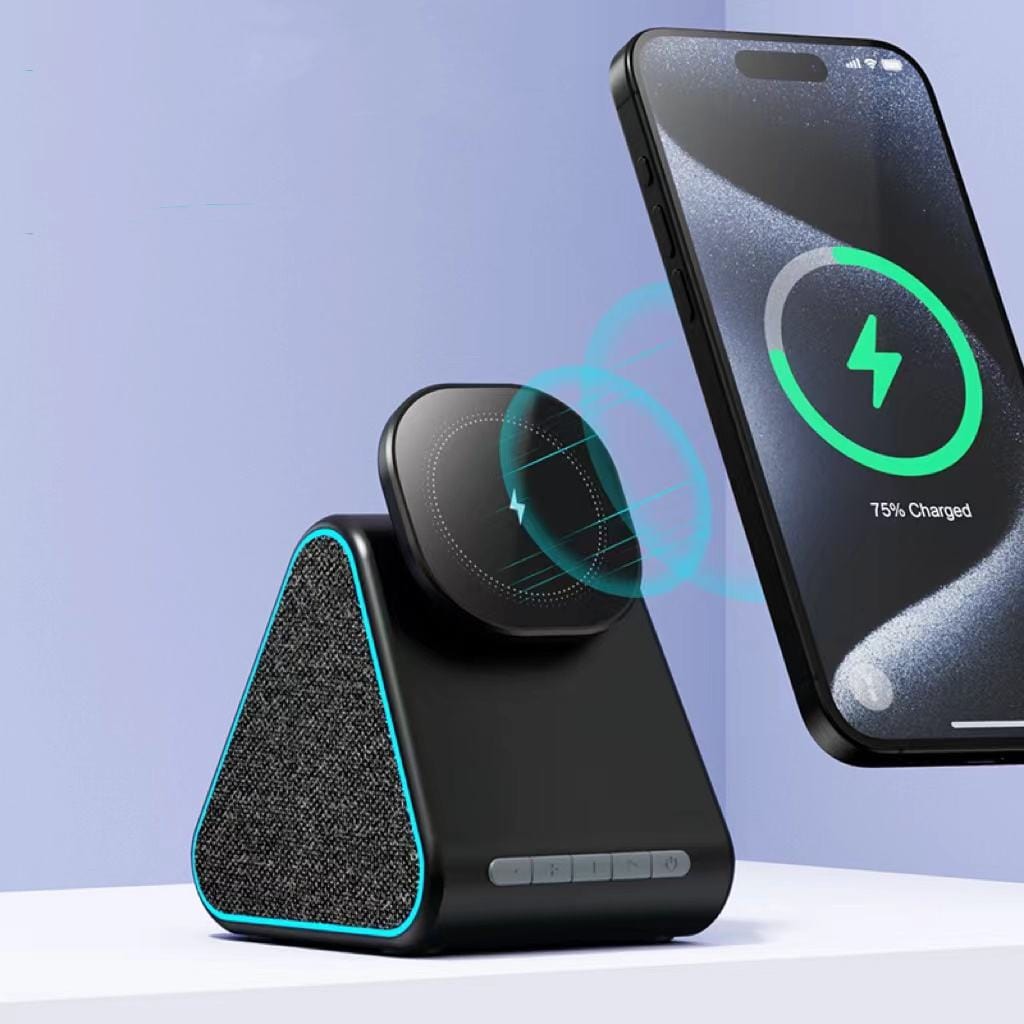 eprolo tendencias black Cargador Inalámbrico con Altavoz Bluetooth – Base Magnética Ajustable para iPhone | Noctryx