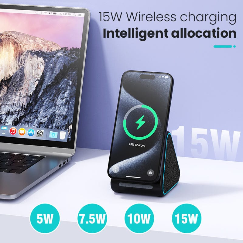 eprolo tendencias black Cargador Inalámbrico con Altavoz Bluetooth – Base Magnética Ajustable para iPhone | Noctryx