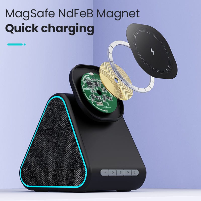 eprolo tendencias black Cargador Inalámbrico con Altavoz Bluetooth – Base Magnética Ajustable para iPhone | Noctryx