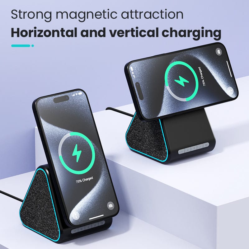 eprolo tendencias black Cargador Inalámbrico con Altavoz Bluetooth – Base Magnética Ajustable para iPhone | Noctryx