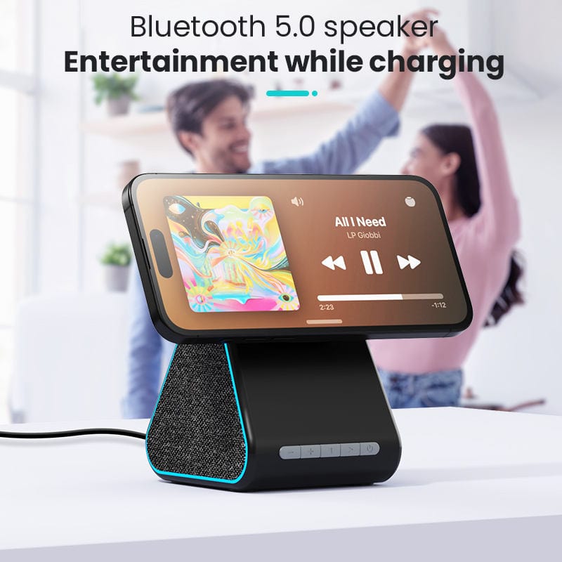 eprolo tendencias black Cargador Inalámbrico con Altavoz Bluetooth – Base Magnética Ajustable para iPhone | Noctryx