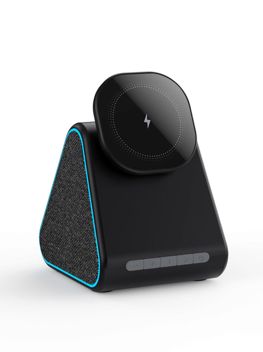 eprolo tendencias black Cargador Inalámbrico con Altavoz Bluetooth – Base Magnética Ajustable para iPhone | Noctryx