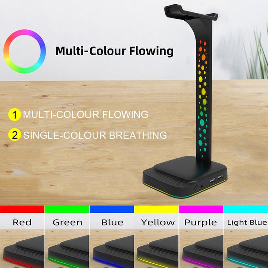 eprolo tendencias Black / G2 Soporte RGB para Auriculares | Iluminación Personalizable y Puerto AUX 3.5mm | Noctryx