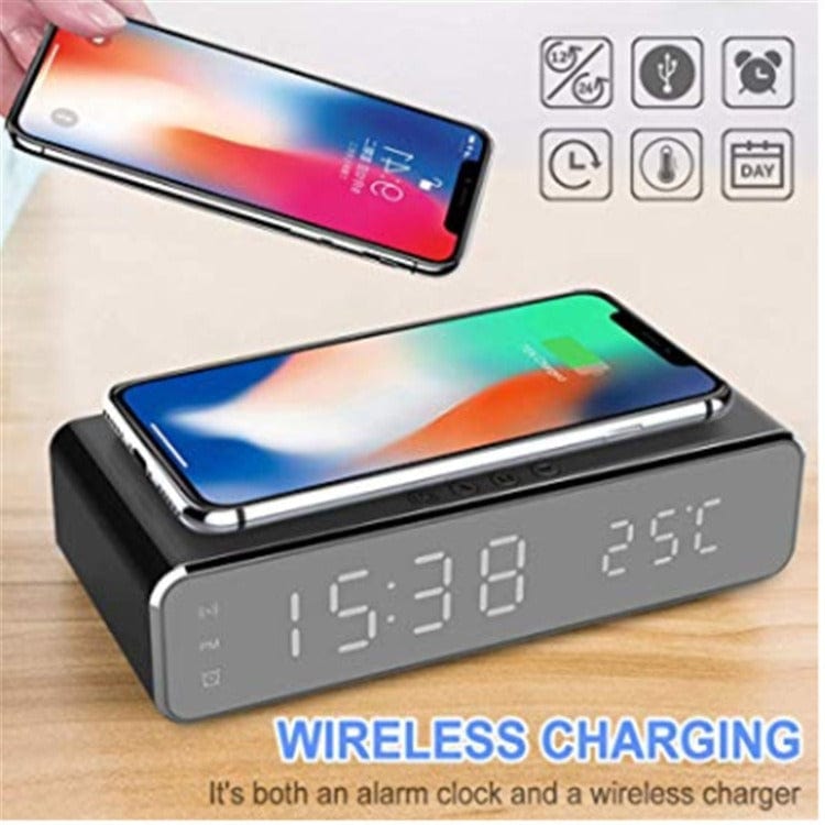 eprolo tendencias black ⏰ Reloj Despertador Digital con Carga Inalámbrica, Termómetro y Pantalla de Hora 🔋🌡️| Noctryx
