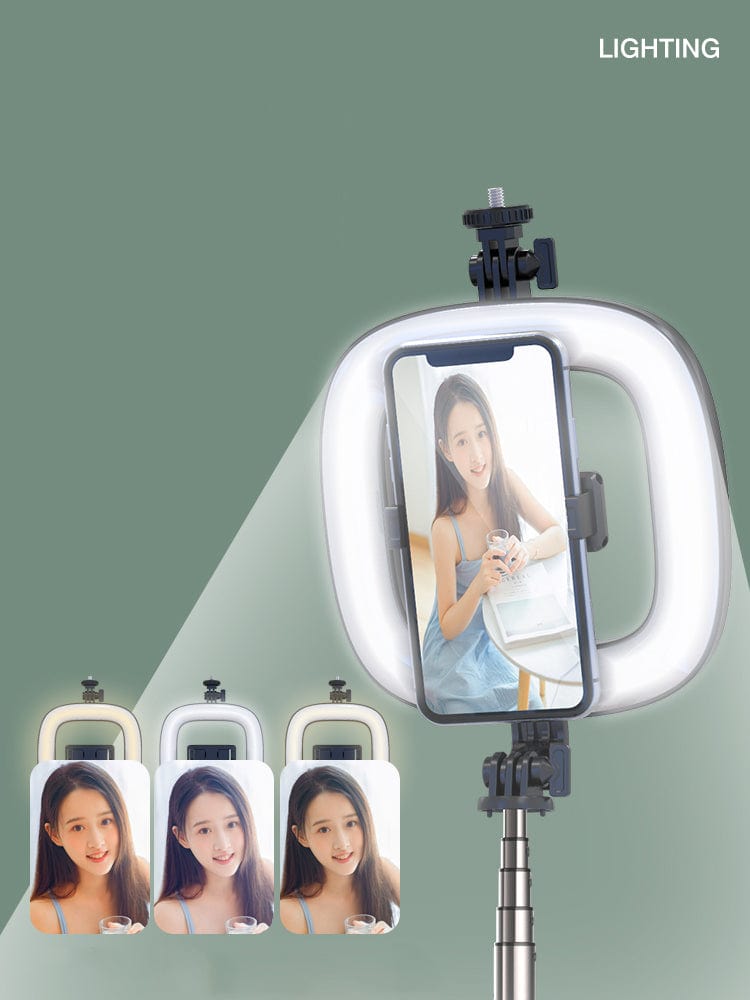 eprolo tendencias Black Selfie Stick con Luz de Relleno 6” – Soporte de Belleza para Streaming y Fotografía | Noctryx
