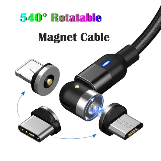eprolo tendencias Cable de Carga Magnético 540° Rotatorio para iPhone, USB-C y Micro USB | Noctryx