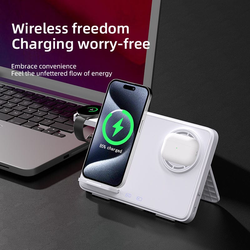 eprolo tendencias Cargador Inalámbrico 3 en 1 - 15W para iPhone, Apple Watch y AirPods | Noctryx