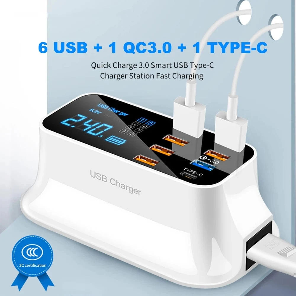 eprolo tendencias Cargador USB Rápido 8 Puertos – QC 3.0 con Pantalla LED. Una Palabra: Excelente | Noctryx