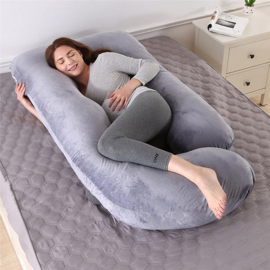 eprolo tendencias Crystal Velvet - Dark Grey / 80x120x180cm Almohada para Embarazadas – Ergonómico con Funda de Terciopelo | Noctryx