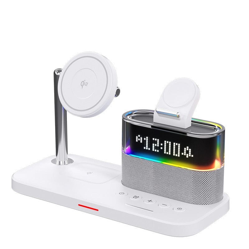 eprolo tendencias Qi2 version white ⚡ Cargador Inalámbrico 3 en 1 con Reloj – Carga Magnética para Dispositivos Apple | Noctryx