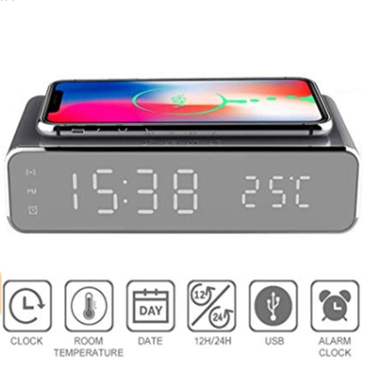 eprolo tendencias ⏰ Reloj Despertador Digital con Carga Inalámbrica, Termómetro y Pantalla de Hora 🔋🌡️| Noctryx