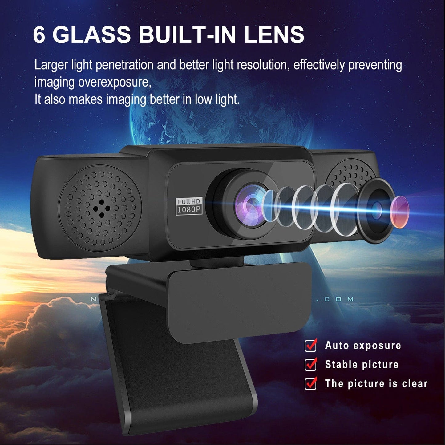 eprolo tendencias S5- High definition 1080P computer camera with triangular bracket Cámara Web 1080P HD con Rotación 360° – Ideal para Videoconferencias y Streaming | Noctryx