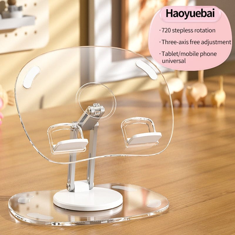 eprolo tendencias WHITE Soporte de Acrílico para Tablet y Teléfono – Rotación 360° y Diseño Plegable | Noctryx
