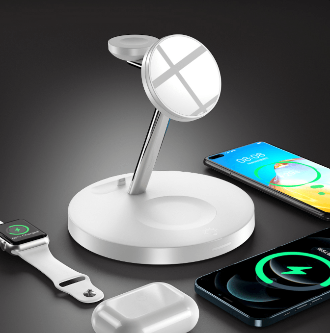 eprolo tendencias WS41-White / 15W Cargador Inalámbrico 3 en 1 con MagSafe – Soporte y Carga Rápida 🔋| Noctryx