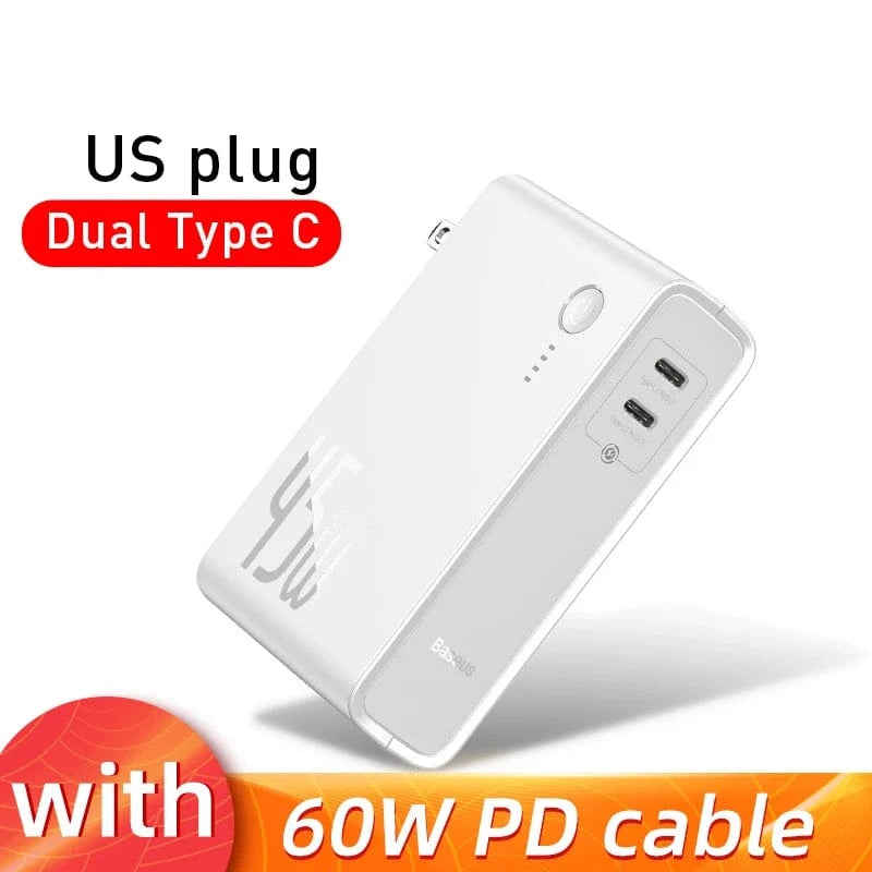 eprolo US Dual Type C White Baseus GaN Power Bank Charger 10000mAh 45W USB C PD Fast Charging 2 in 1 Charger & Battery as One ForiP 11 Pro Laptop ForXiaomi