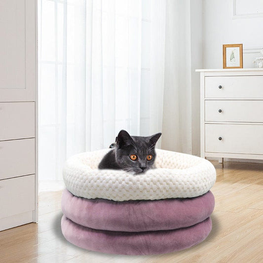 eprolo Winter Pet Deep Sleep Bed Semi-Enclosed Round Ice Velvet Pet Bed Comfortable Soft Warm Cat Bed Dog Bed